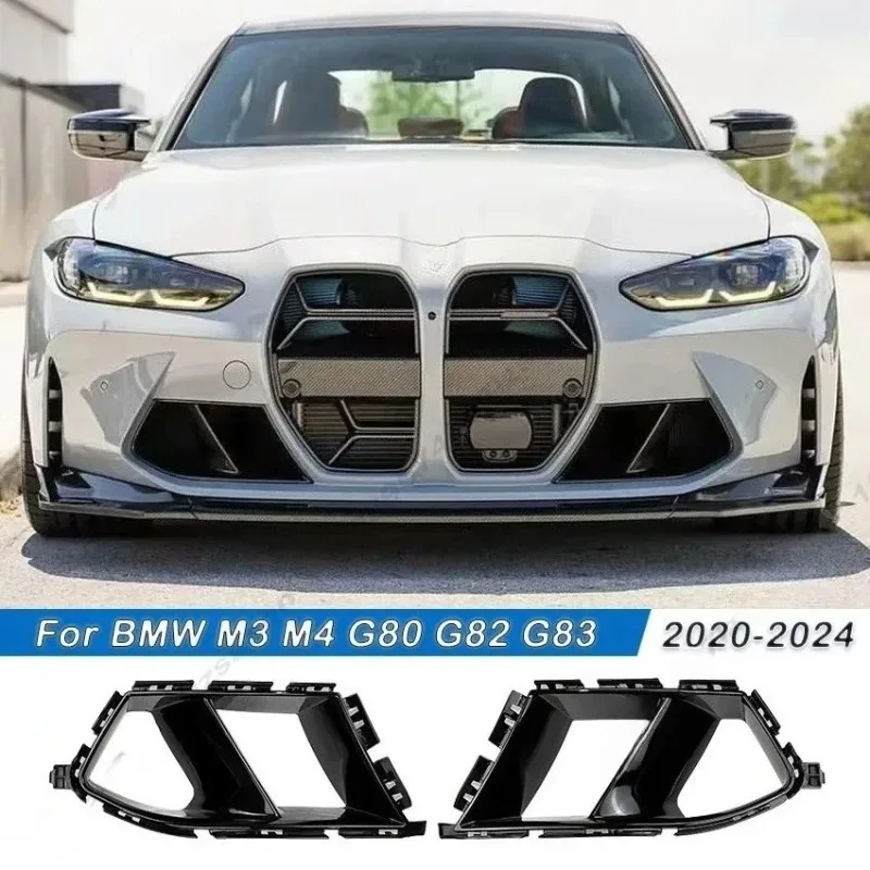 

For BMW M3 M4 G80 G82 G83 2020-2024 Front Bumper Side Air Vent Trim Fog Light Intake Cover Grille Hood Frame Body Kit Upgrade