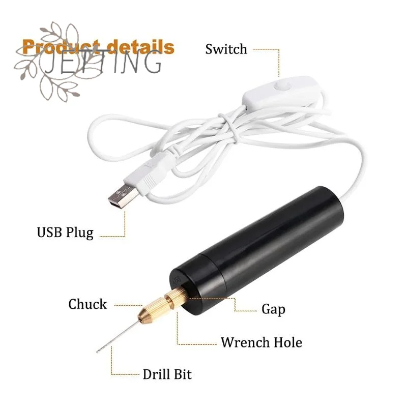 (DP11)USB Powered Mini Portable Electric Drill With 3 Drill Bits Stable Performance For DIY Craft Jewelry Resin Drilling