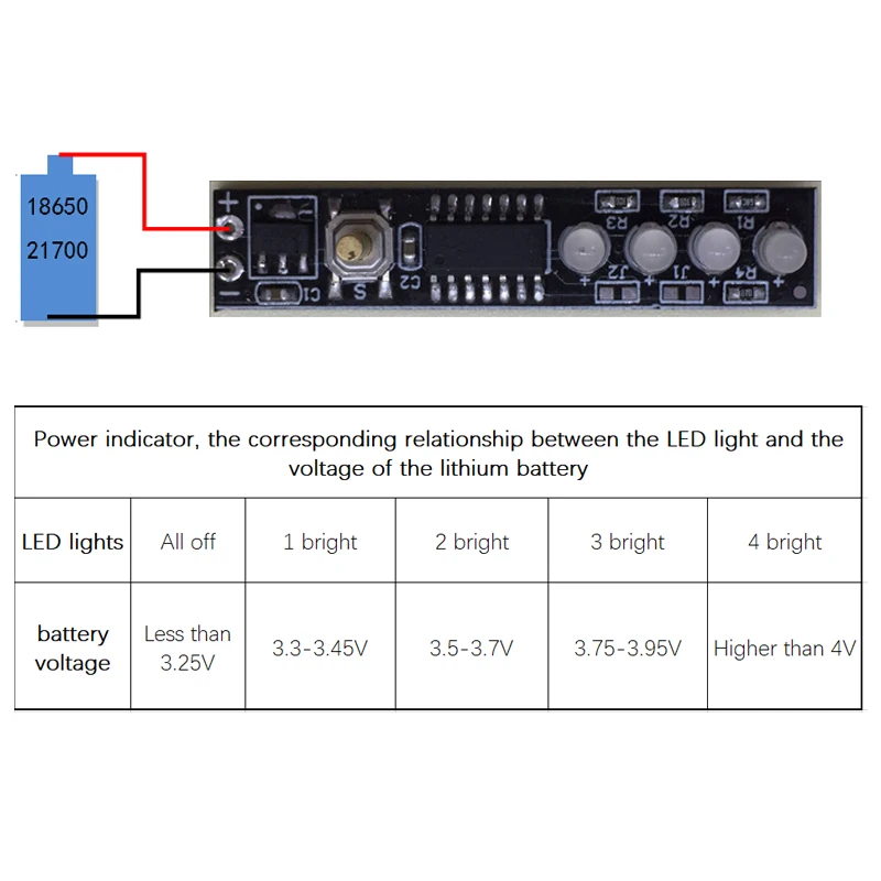 BMS 1S 2S 3S 4S 18650 indicatore di alimentazione della batteria al litio misuratore di capacità Display della luce a LED per la ricarica di