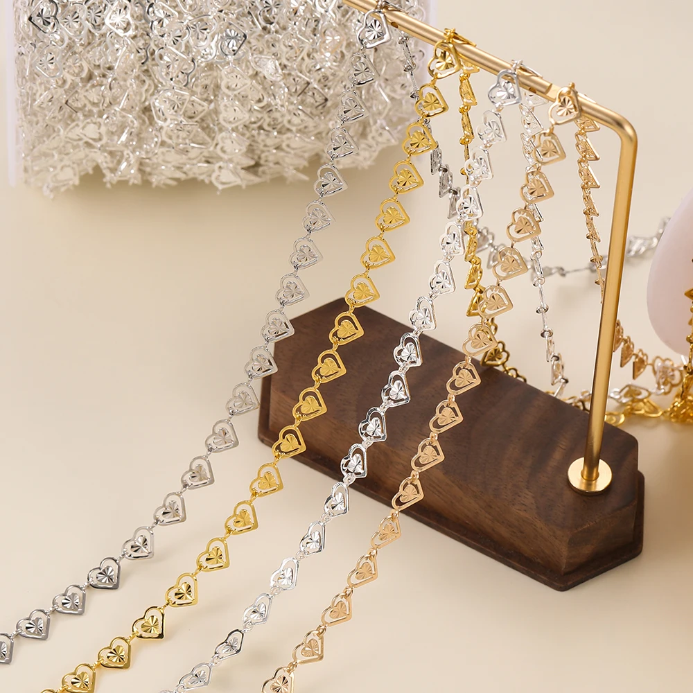 

1 Meter Hollow Out Double Heart Chains Copper Classical Chain for Bracelet Necklace Jewelry Making Accessories