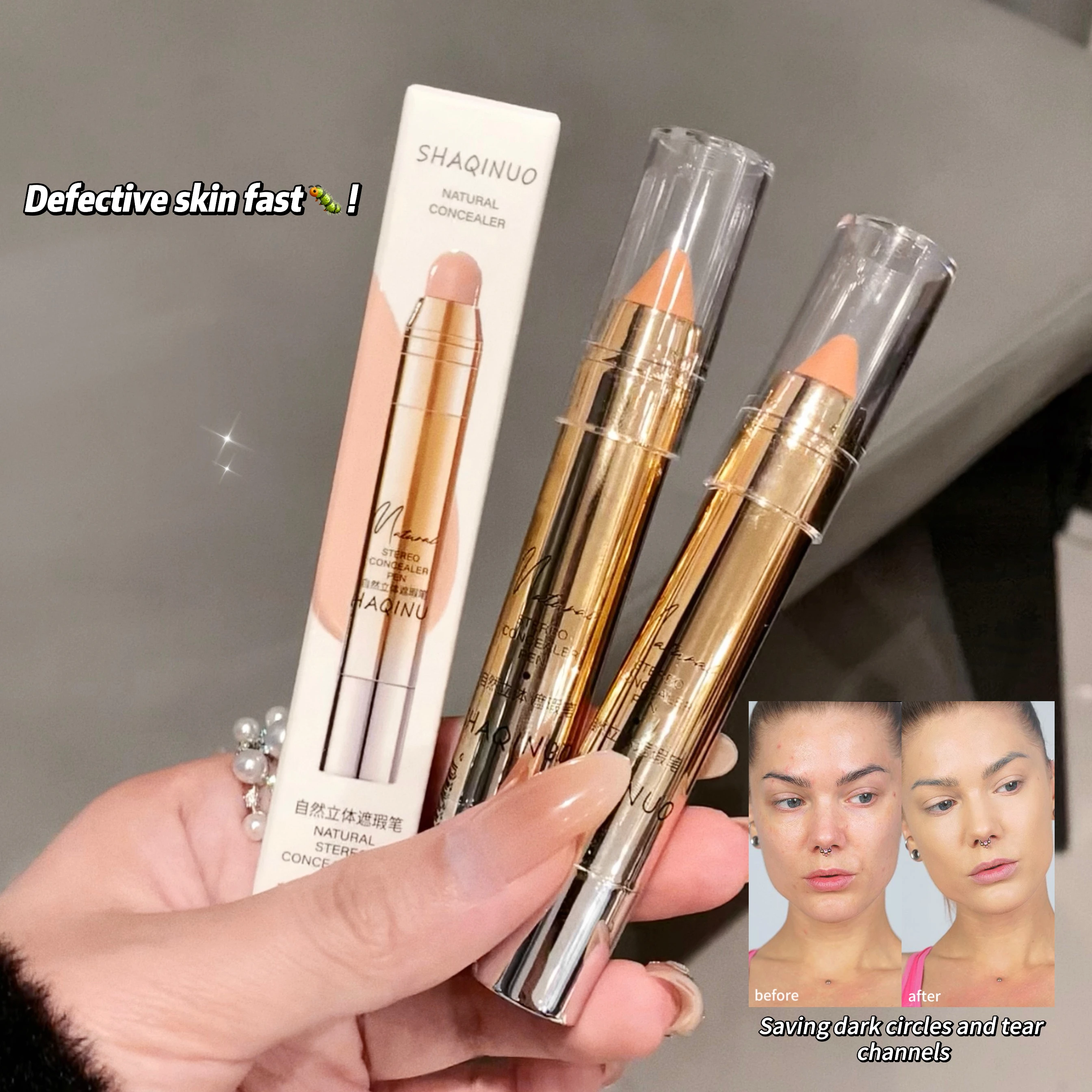 ปากกาคอนซีลเลอร์ใบหน้าและดวงตา Natural Flawless คอนซีลเลอร์ปากกา Water Soft Lip Liner ง่ายต่อการใช้คอนซีลเลอร์แต่งหน้า