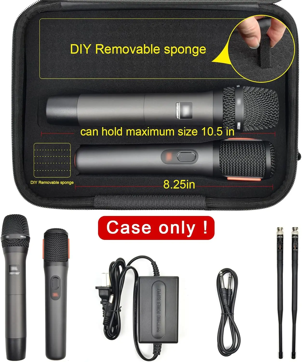 (Case only) Wireless Microphone Case for JBL for Singing for TONOR for Shure for Bietrun for ALPOWL Two Microphone System