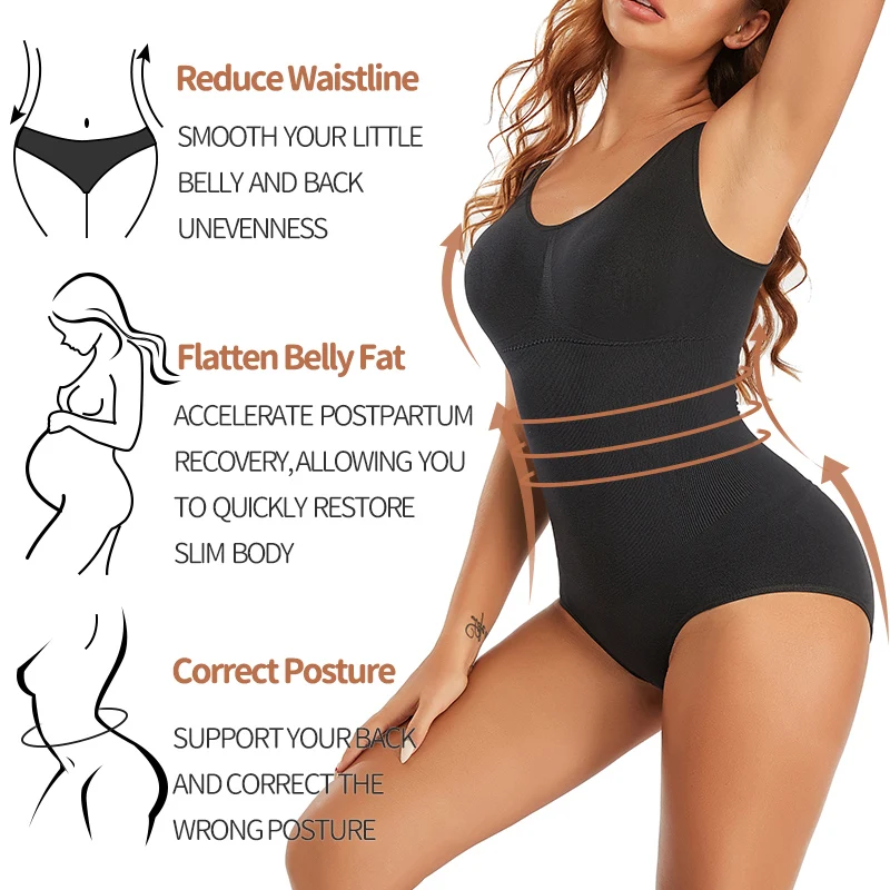 Bodysuit Shapewear Seamless Body Shaper Tummy Control Corset Top Women Belly Slimming Sheath Waist Trainer Abdomen Thigh Slimmer