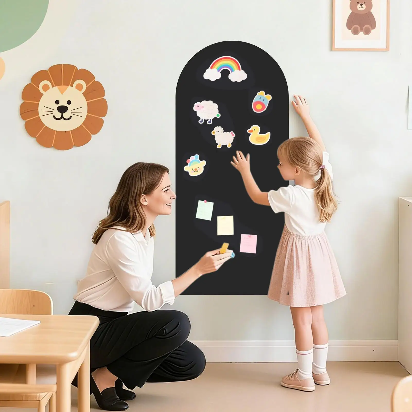 Magnetic Wall Decal Reusable Interactive Smooth Writing Peelable Large Chalkboard For Wall For Boys Girls Students Teachers