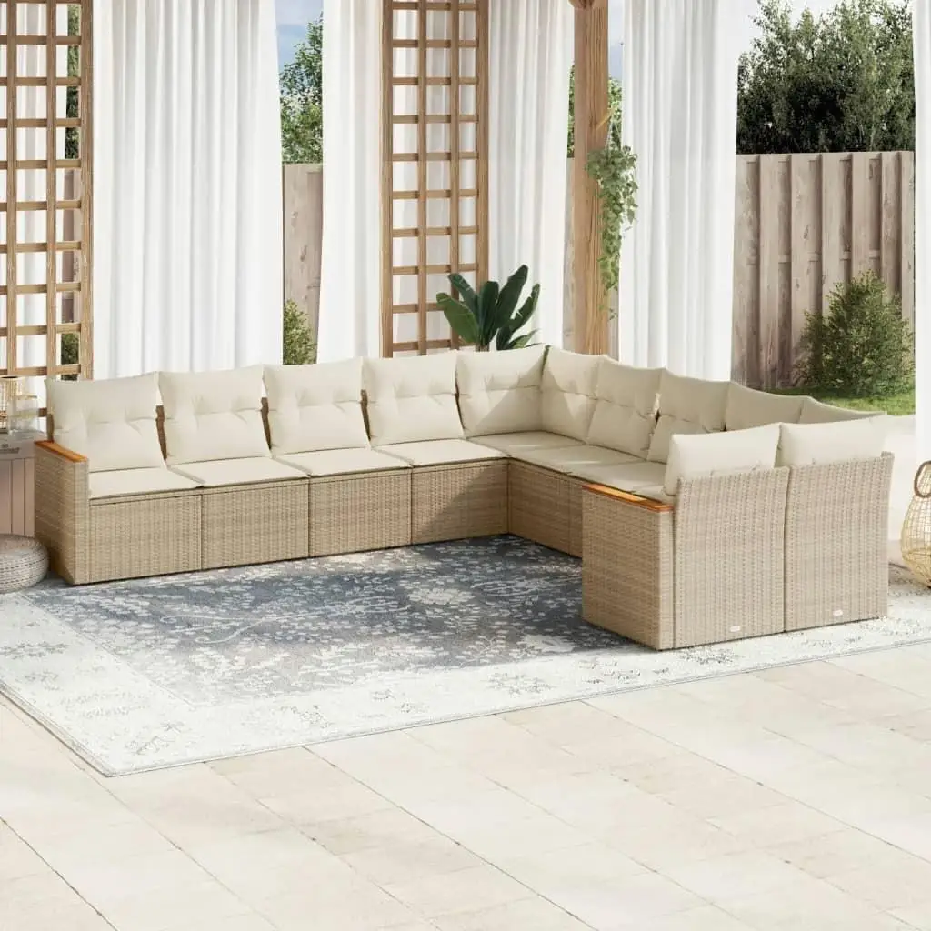 

Beige Garden Sofa Set Outdoor Furniture Comfortable Waterproof Cushions Modern Design Cozy Lounge Seating