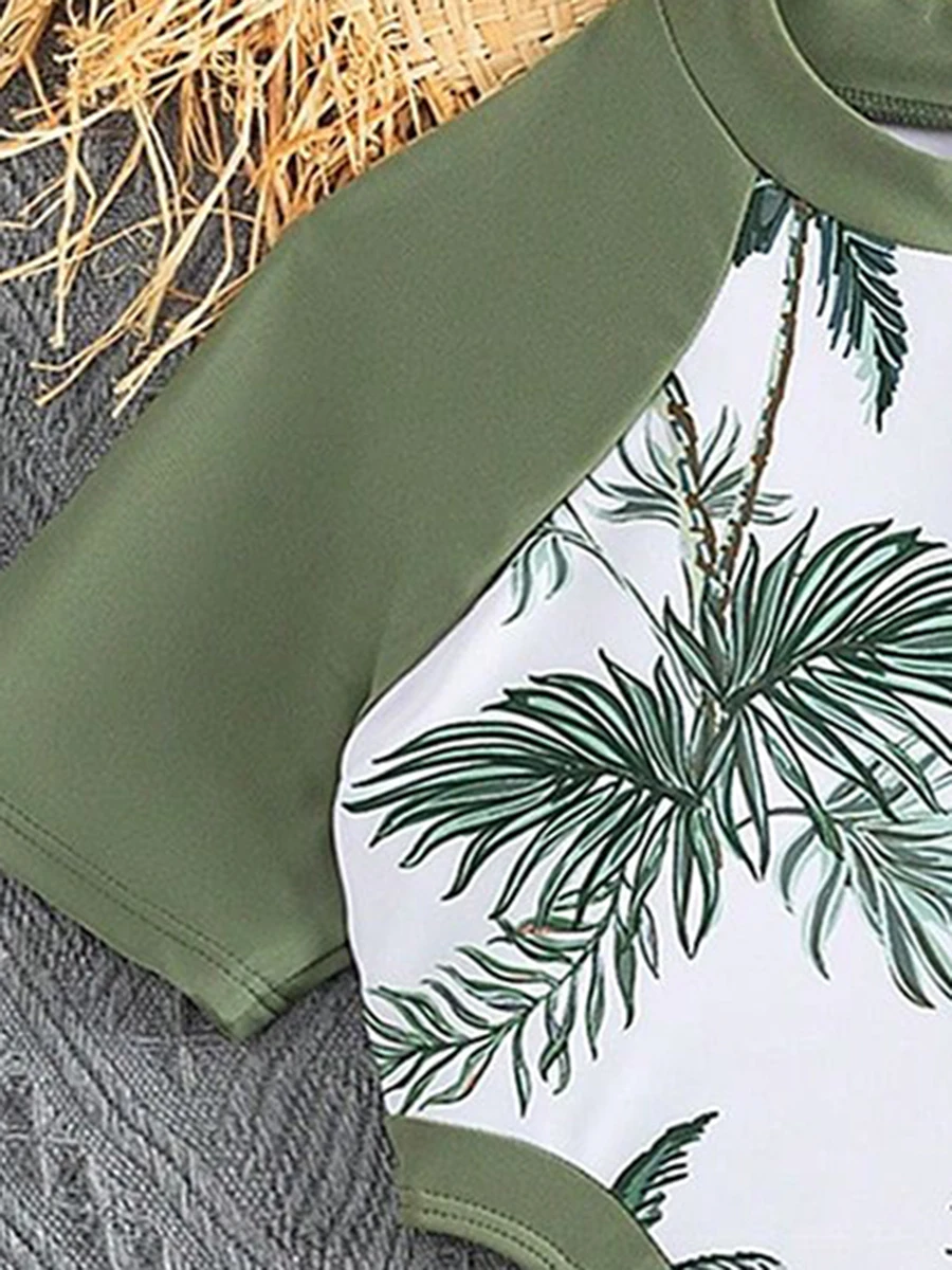 2026 Print Hollow Girls Swimsuit One Piece Green Kids Swimwear Female Children\'s Bathers Bathing Swimming Swim Suit Beachwear
