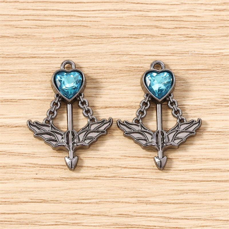 5 Stück 19x16mm Niedliche Kristall-Metall-Pfeil-Anhänger für Schmuckherstellung, Ohrhänger, Halsketten, Armbänder, DIY-Bastelbedarf – Detail 21