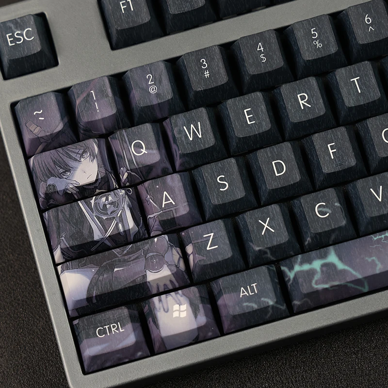 108 Keys Genshin Impact Scaramouche Game PBT keycaps, Cherry Profile Keycaps for 61/87 /104/108 Mechanical Keyboard