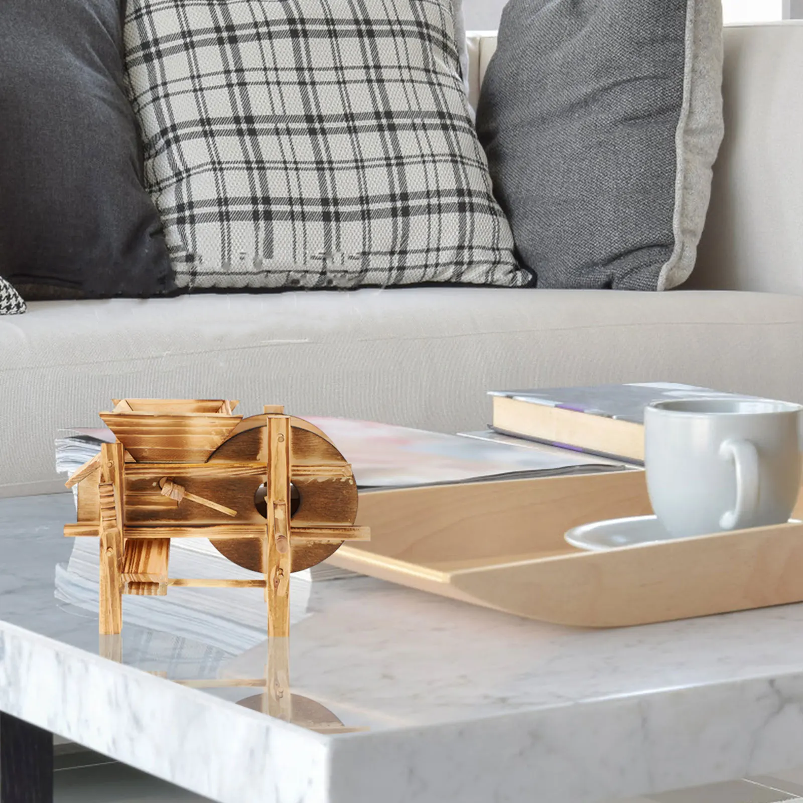 

1pc Creative Ancient Windmill Decor Wood Craft Ornament Retro Home Office Decoration Sturdy Wooden Desktop Decor Artifact Small