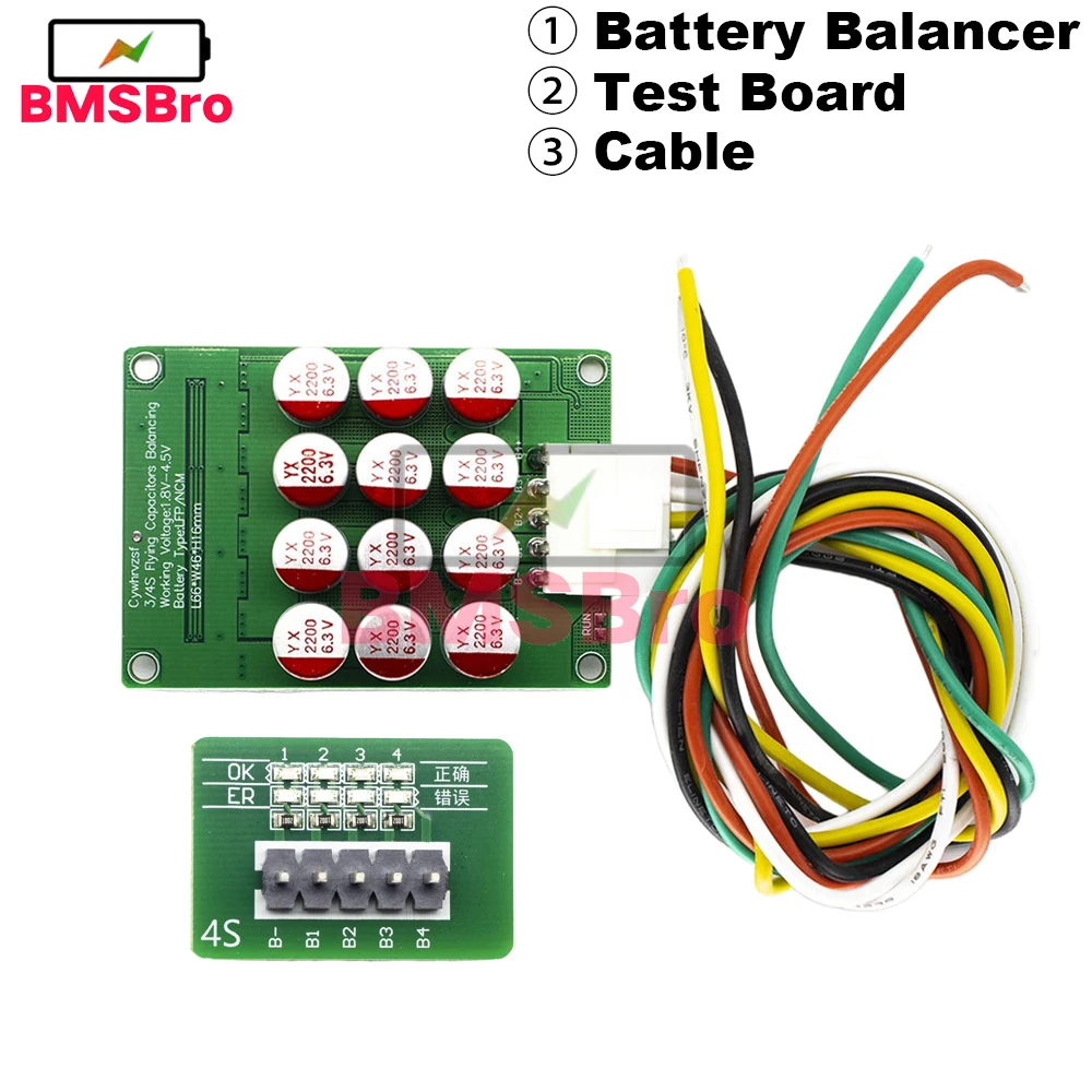 BMS 4S Li-ion Lithium Battery Balancer + Tester Board Battery Cell Packs Balance Equalizer for Ebike Escooter