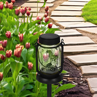 2 Pcs Solar Jar Lantern Glass Body Hanging Design Warm Atmosphere Outdoor Garden Decor LED Light Solar Powered
