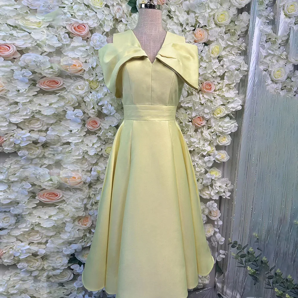 Beshinel-vestido elegante adelgazante, sin mangas, con solapa personalizada, cintura alta, cuello en V, manga corta, cintura alta, temperamento, adelgazante