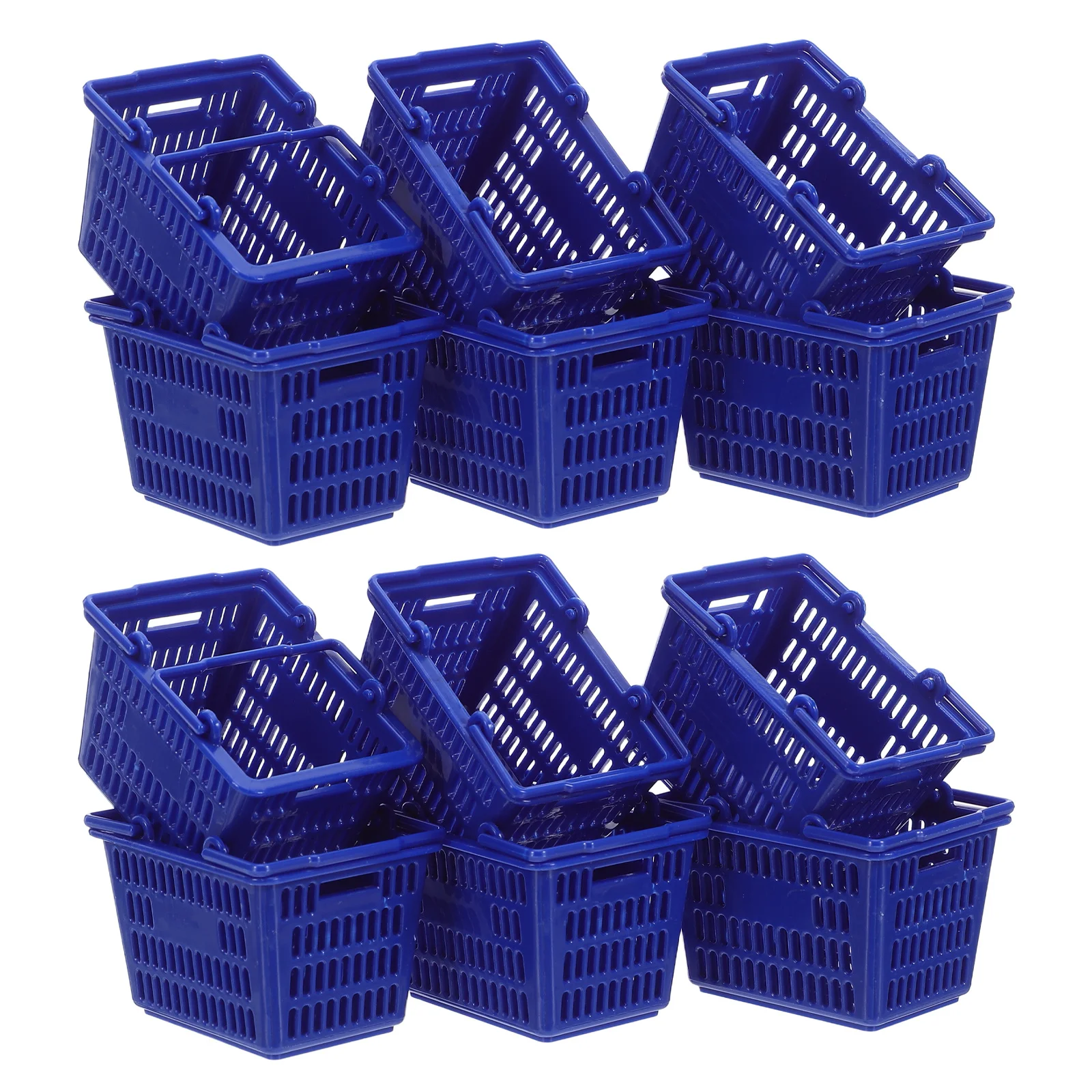 20 قطعة سلال بقالة صغيرة للأطفال مقبض بلاستيكي التظاهر اللعب منظمات المطبخ سلة صغيرة مع مقبض عربة التسوق التظاهرية #5