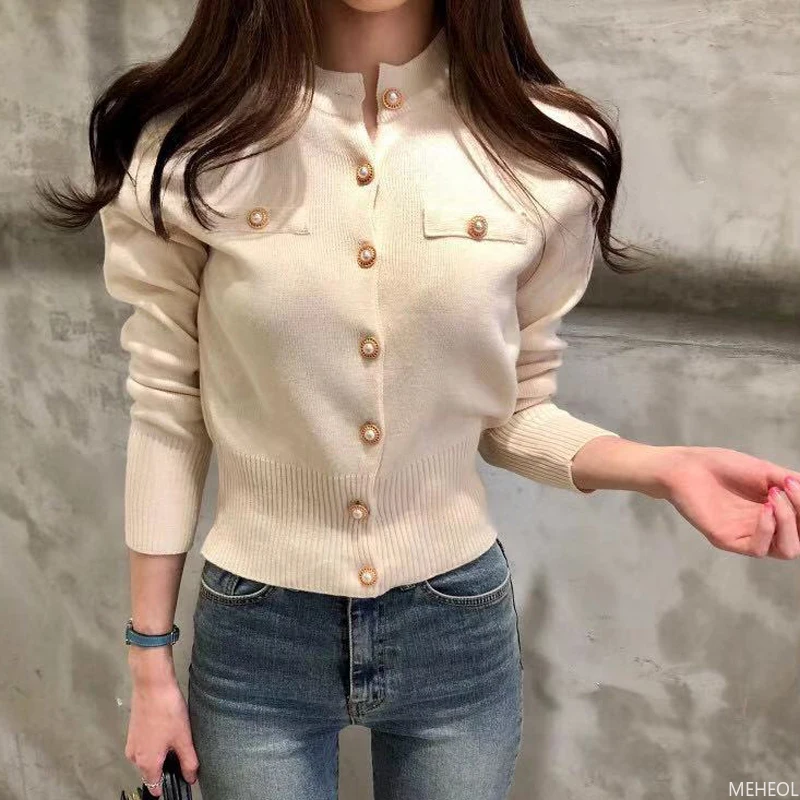 Autumn Long Sleeve Fashion Women Cardigans Sweater Knitted Coat Short Casual Single Breasted Slim Ladies Tops Button T-shirt