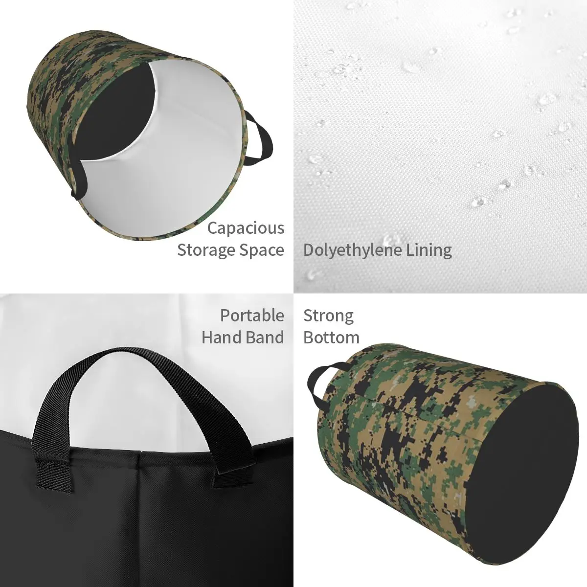 Camo Camouflage Military Woodland Army Foldable Laundry Baskets Dirty Clothes Toys Storage Basket Home Organizer Hamper view 5
