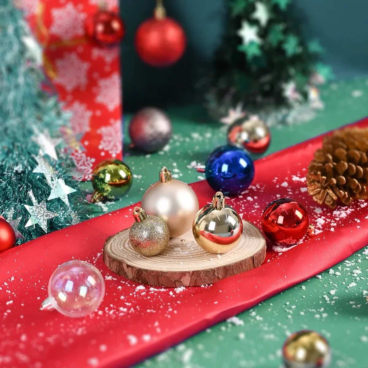 Hot 24Pcs 3/4/6cm Weihnachten Baum Kugeln Mehrfarbige Weihnachten Ball Dekorationen Glitter Weihnachten Baubles ornament Ball Party Wohnkultur – Detail 4