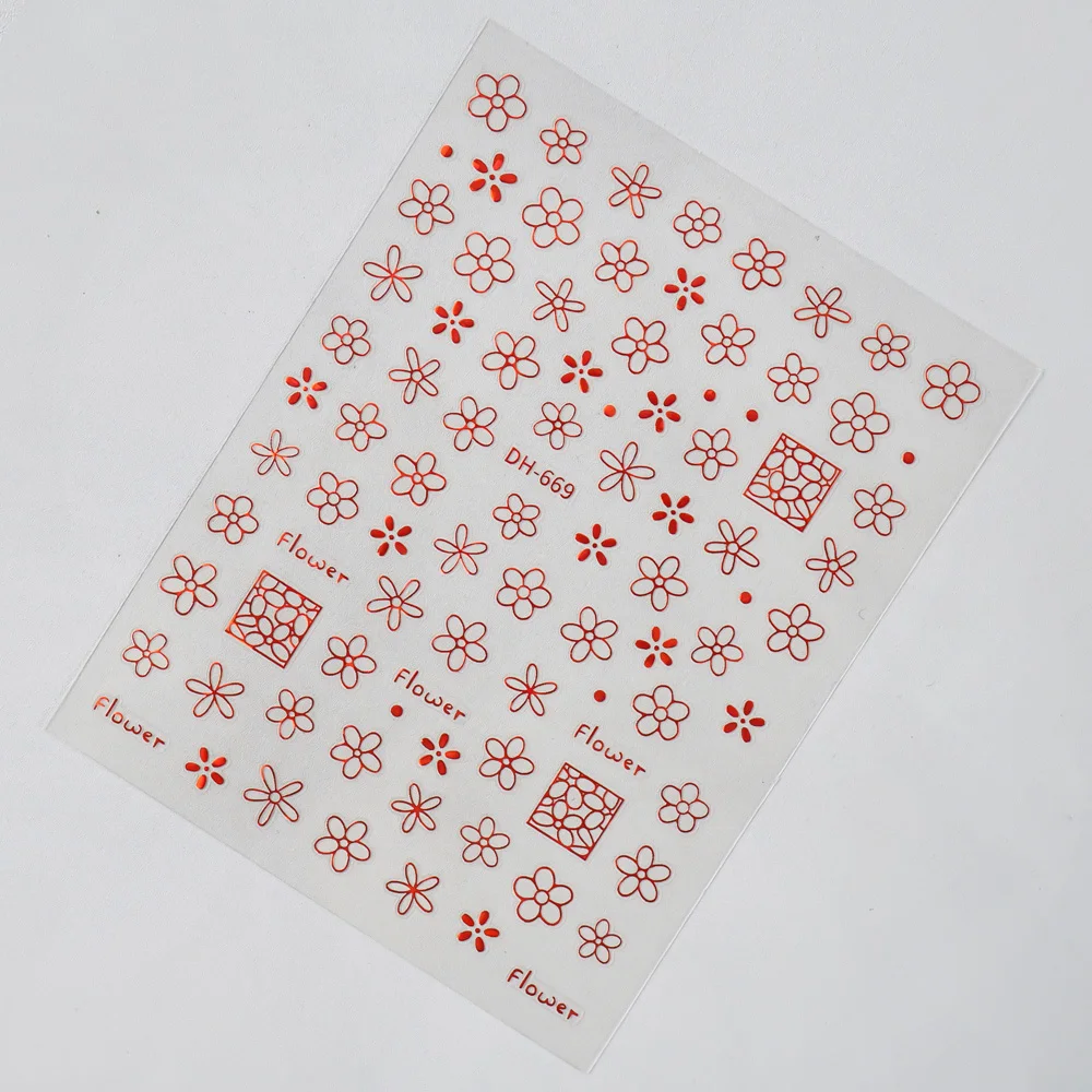 Flores 3d adesivos de unhas planas simples requintados flores arte do prego adesivos para mulheres diy manicure auto-adesivo decoração decalques