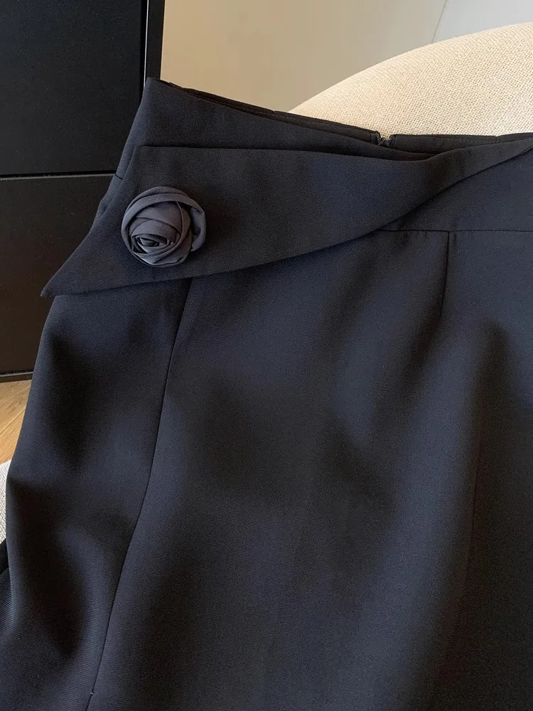 

Прямая костюмная юбка с высокой талией и асимметричным подолом, профессиональная деловая юбка трапециевидной формы для женщин