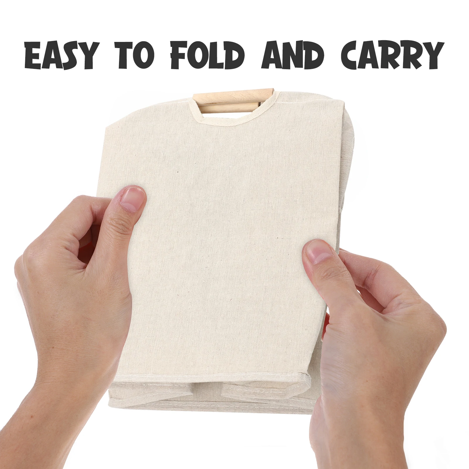 

Wood Handle Laundry Basket Foldable Large Clothes Quilt Storage Organizer Household Storage Laundry Basket