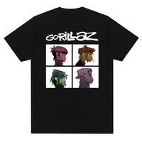 Camiseta con estampado de banda de música Gorillazs Punk Rock camiseta informal de moda de los años 90 de manga corta de