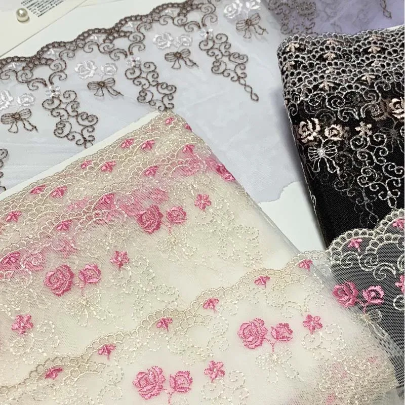 29Yards Pink Purple Floral Embroidery Lace Trim For Clothing Accessory Dress Sewing Applique Costume Lace Fabric