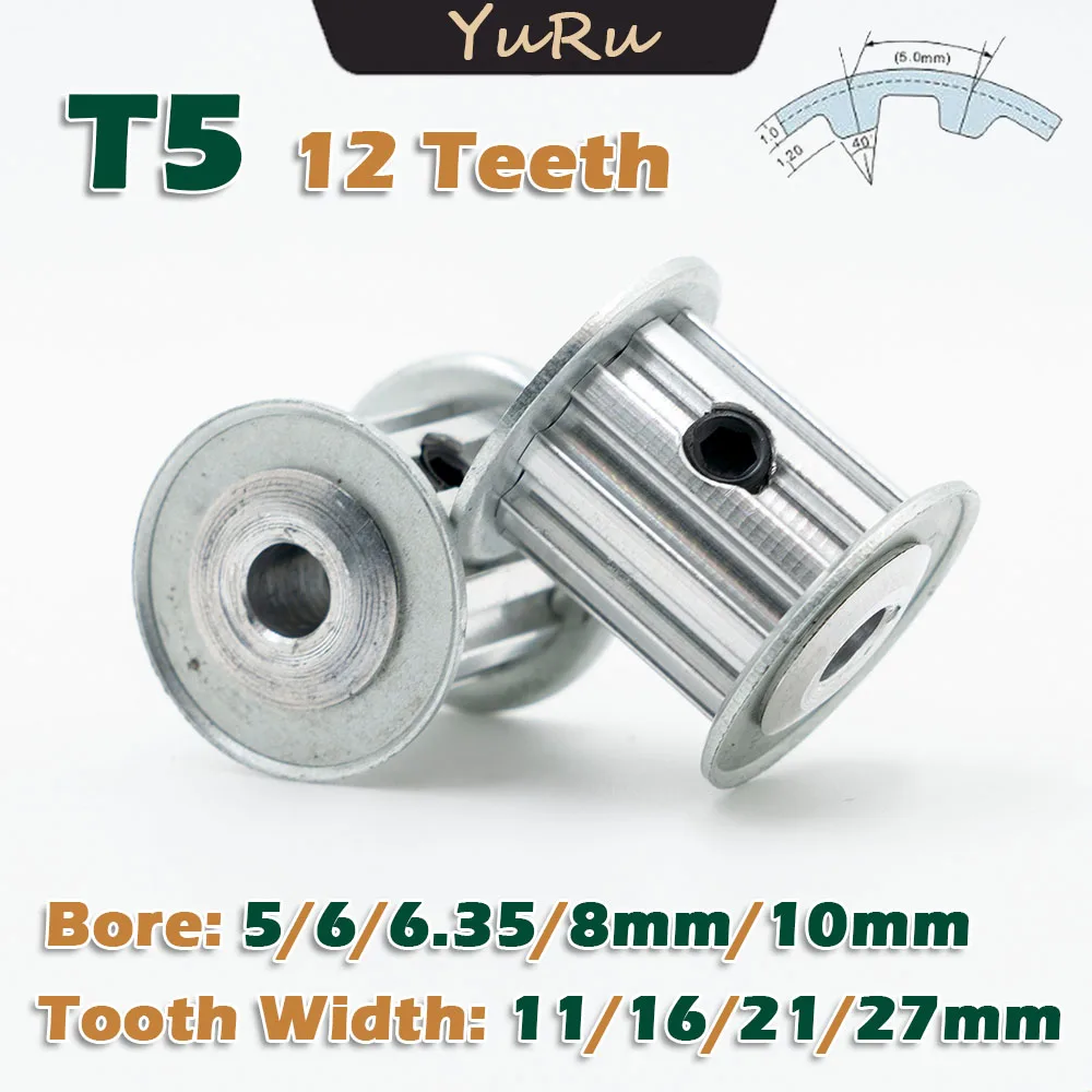 T5 12 Teeth AF Timing Pulley Bore 5~10mm 12T Tooth Width 11~27mm Transmission CNC 12Teeth Driving Wheel Pitch 5mm Synchro-pulley