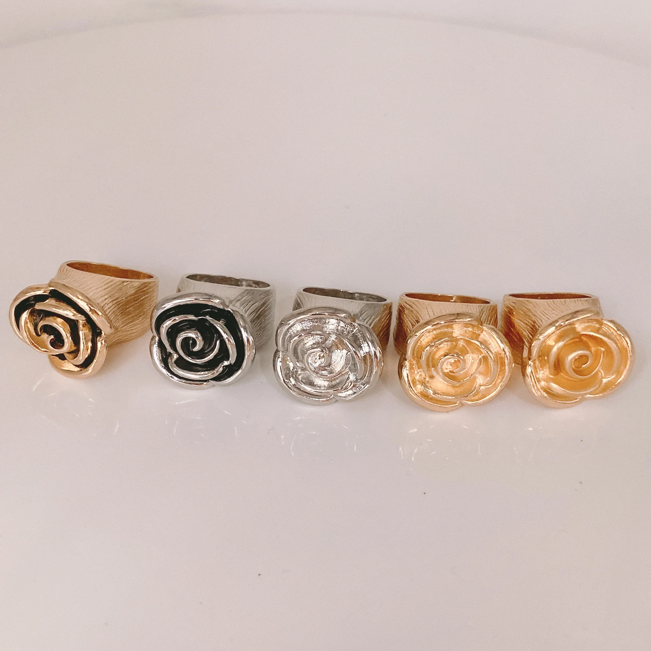 Zhuerrui Fashion Jewelry Rose Adjustable Rings For Bride Gold Silver Color Available Wedding Gift A0001