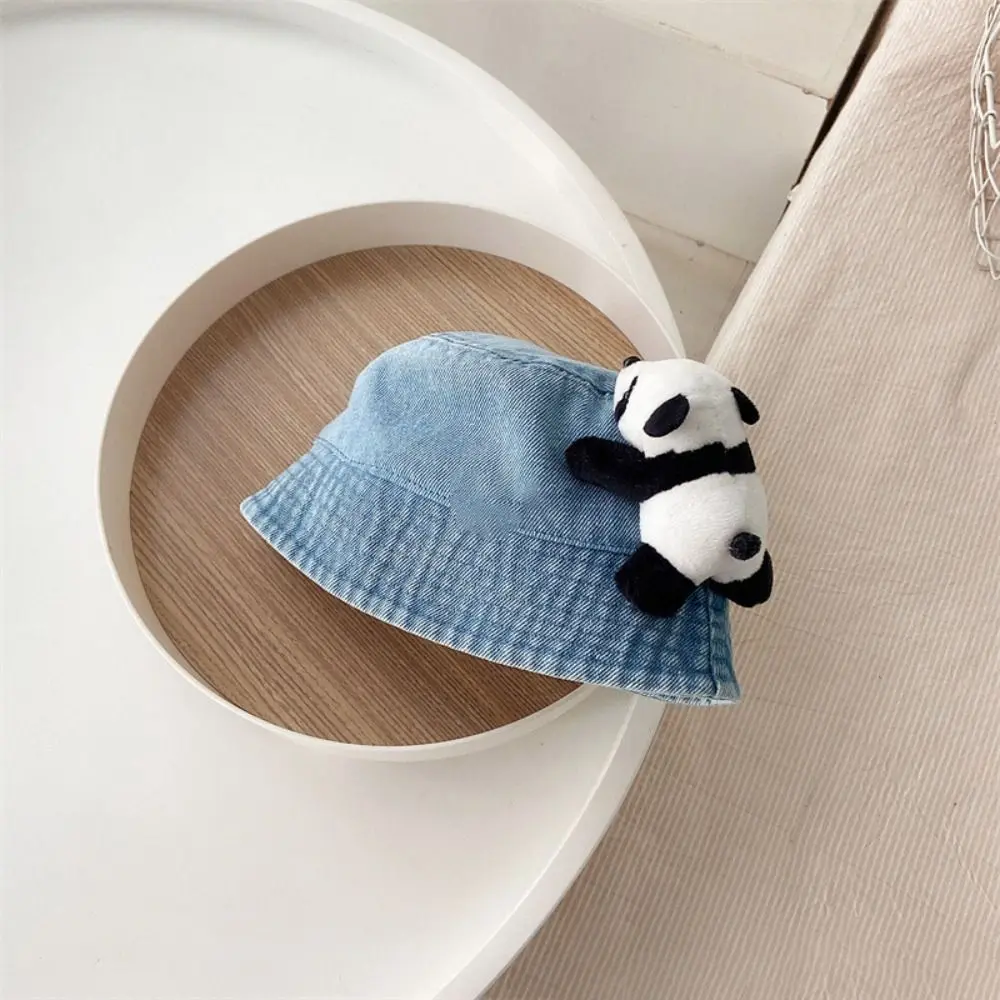 بسيطة الباندا الأطفال الشمس قبعة بواقٍ للشمس الكورية نمط واسعة حافة الاطفال غطاء دلو لطيف كاوبوي الطفل صياد قبعة التخييم