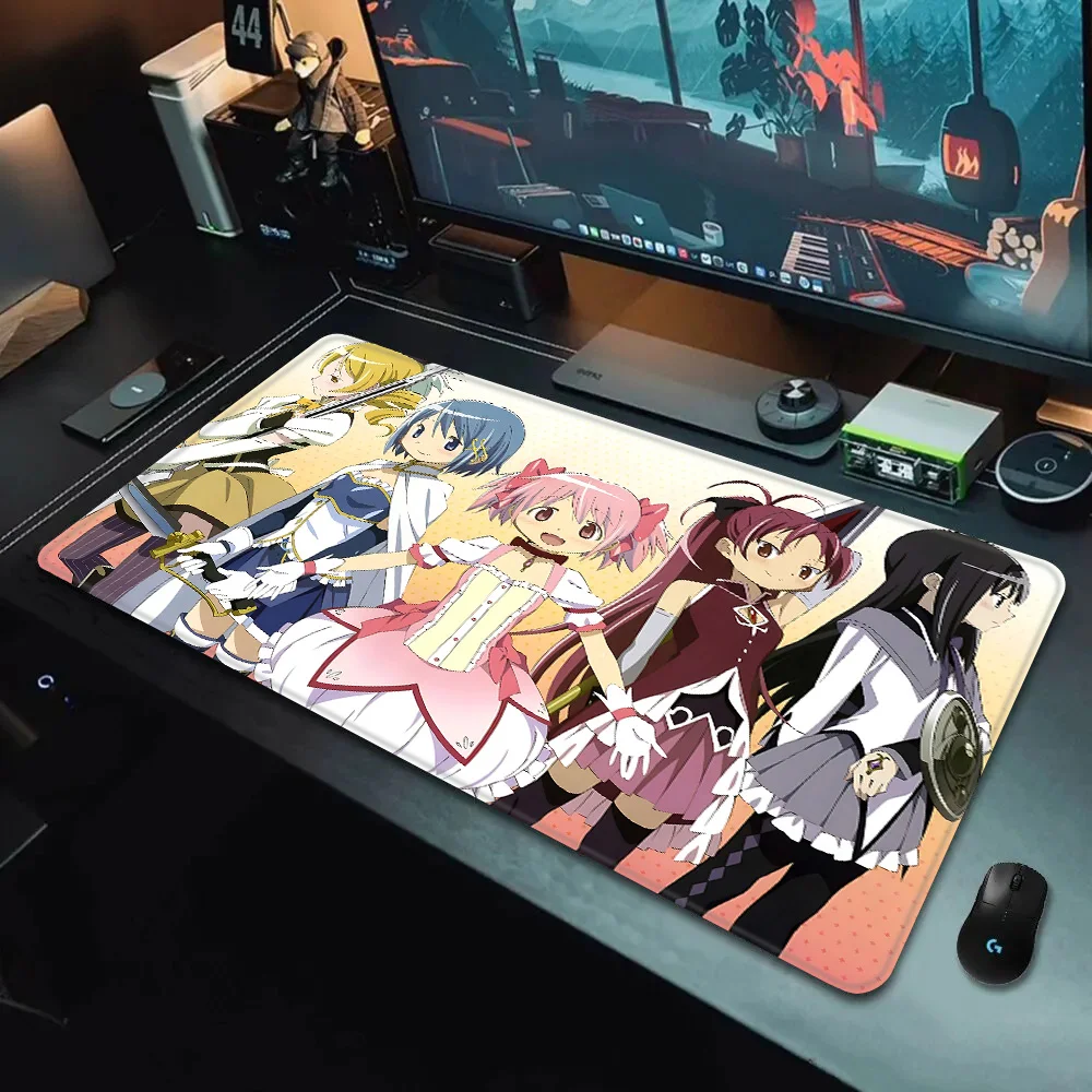 P-puella Magi Madoka Magica alfombrilla de ratón, impresión HD, Gamers de ordenador, borde de bloqueo, alfombrilla de ratón antideslizante, teclado de PC, almohadilla de escritorio, XXL90x40cm