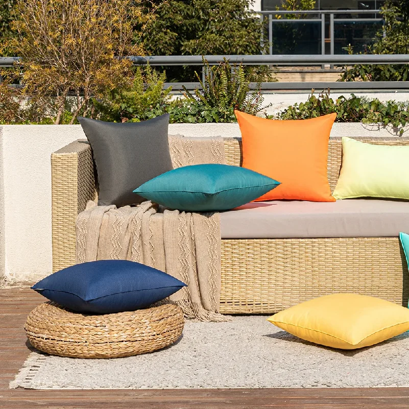 Solid Color Outdoor Waterproof Cushion Cover Candy-colored Simple Rainproof Stain-resistant Throw Pillow Covers for Patio Sofa