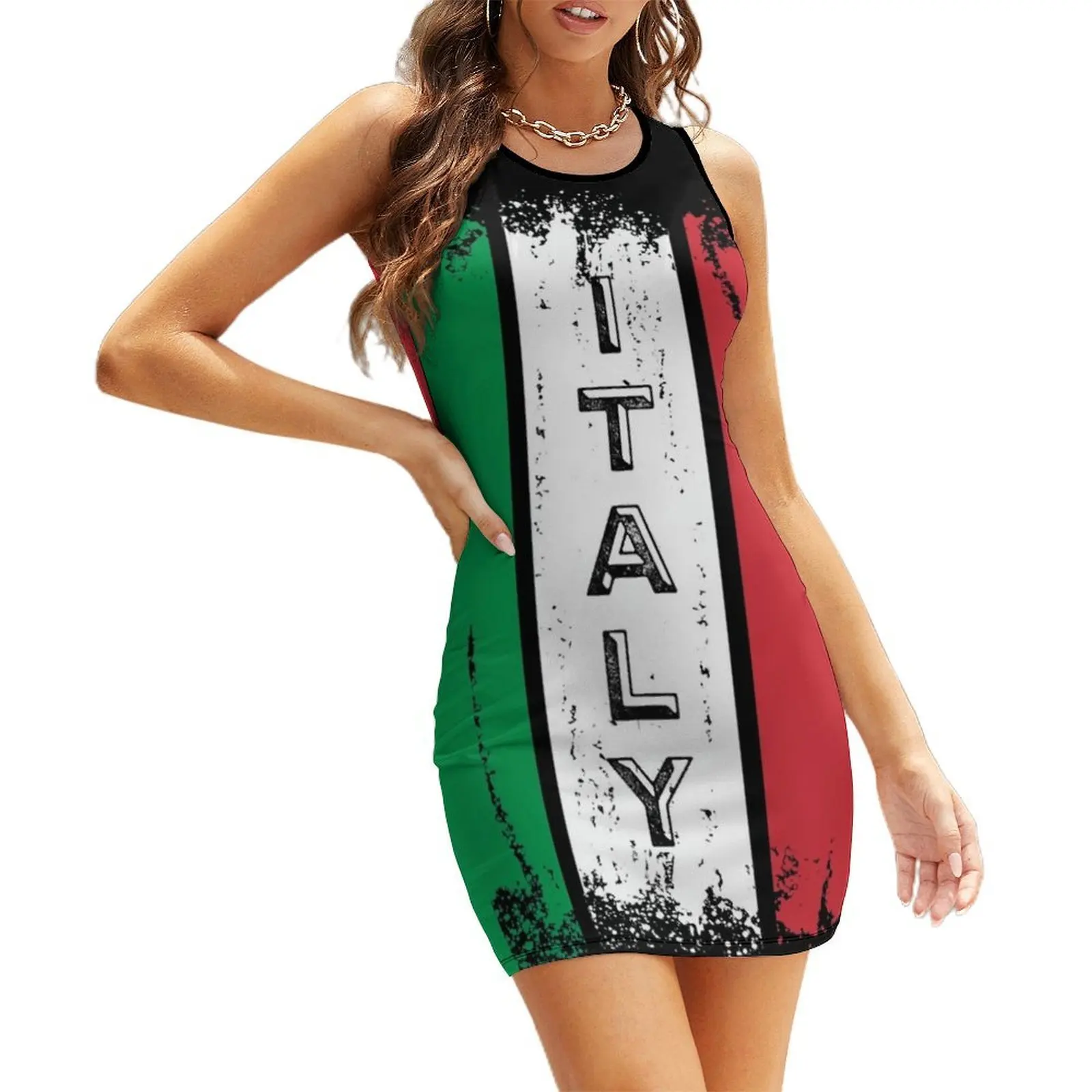 

Vintage italy flag Sleeveless Sundress wedding dresses for parties dresses korean style woman dress