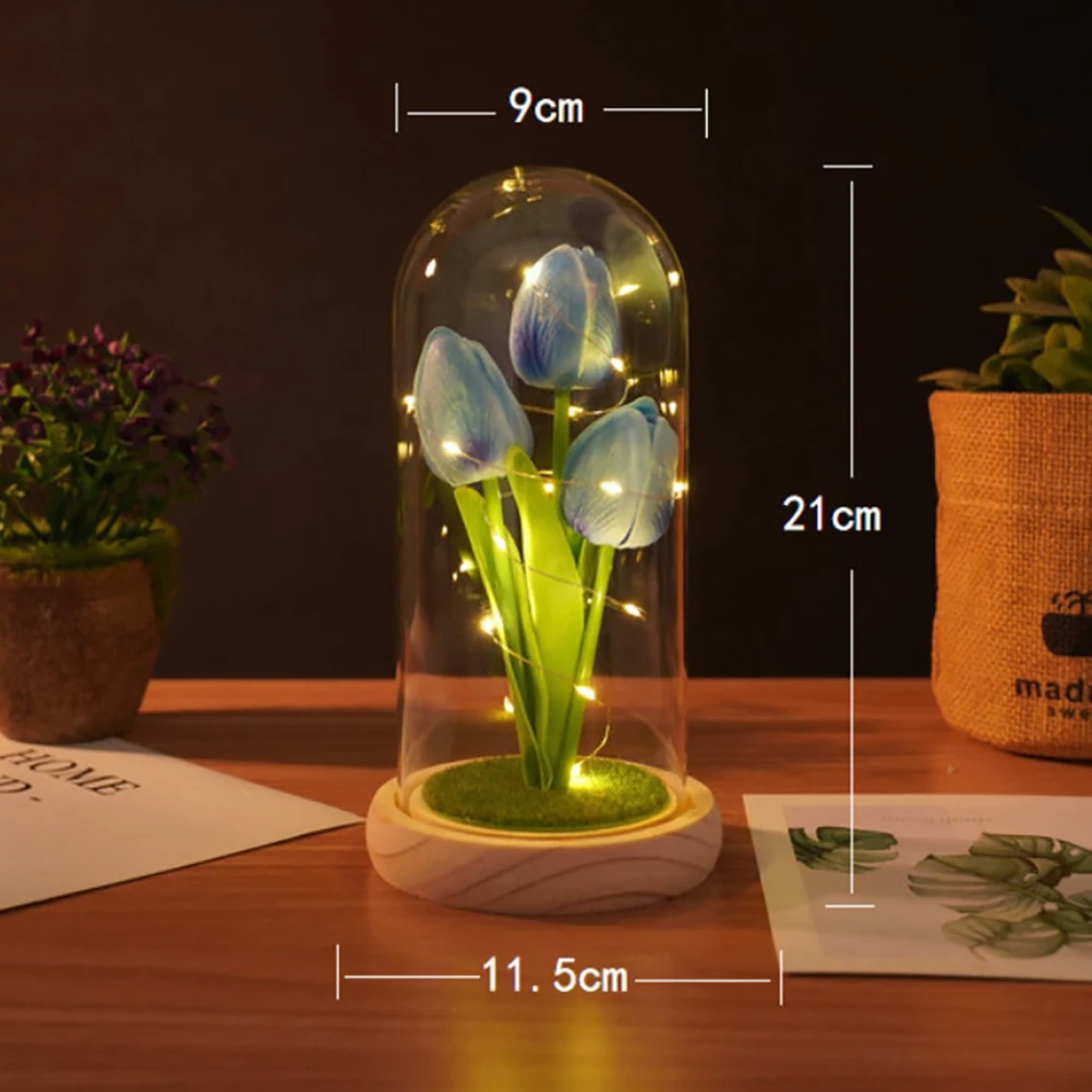 Geschenk für Frauen Simulation Tulpen glas Abdeckung kreative Dekoration Geschenk für Valentinstag Geschenk Drops hip