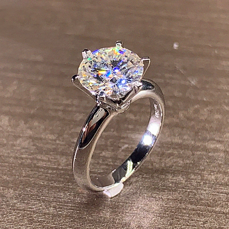 3 4 5 6 7 8Carat 9K White Gold Ring Women Wedding Party Anniversary Engagement Ring Round Moissanite Diamond Ring Classic Trend