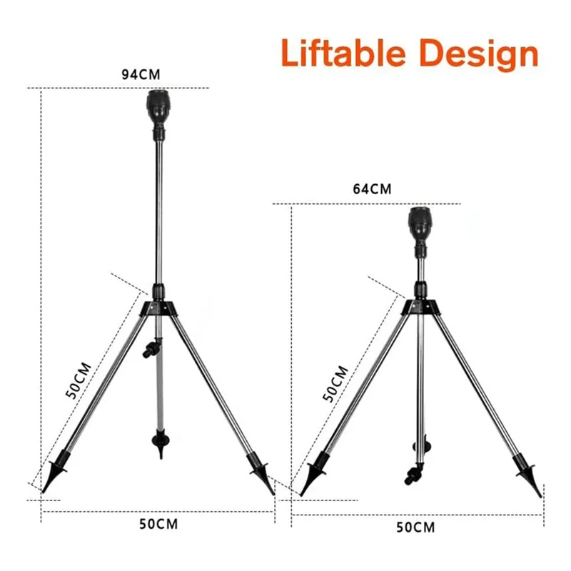 

Stainless Steel Tripod Irrigation Stand Sprinkler Nozzle 360-Degree Water Jet Garden Lawn