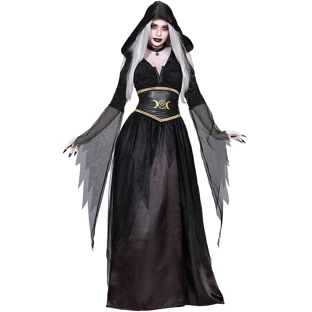 Halloween Women'S Black Devil Costume Witch Uniform Costume Party Masquerade Scary Vampire Outfits Fancy Dress