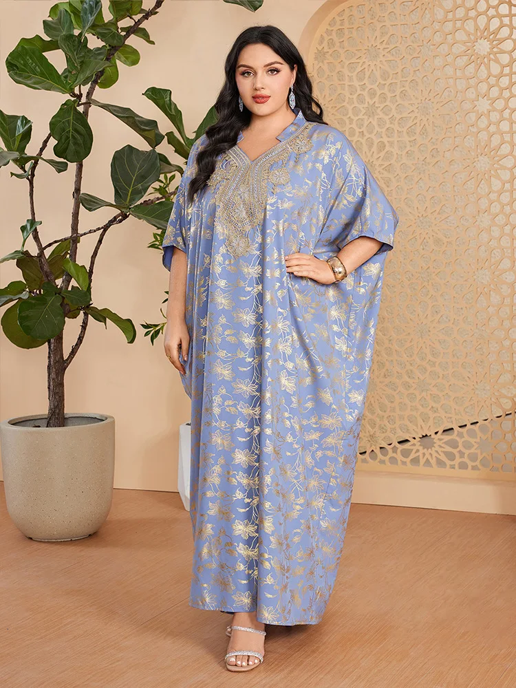 

Dubai Embroidery Print Kaftan Women Muslim Maxi Dress Abaya Loose Casual Turkey Caftan Marocain Gown Eid Islamic Vestidos Arab