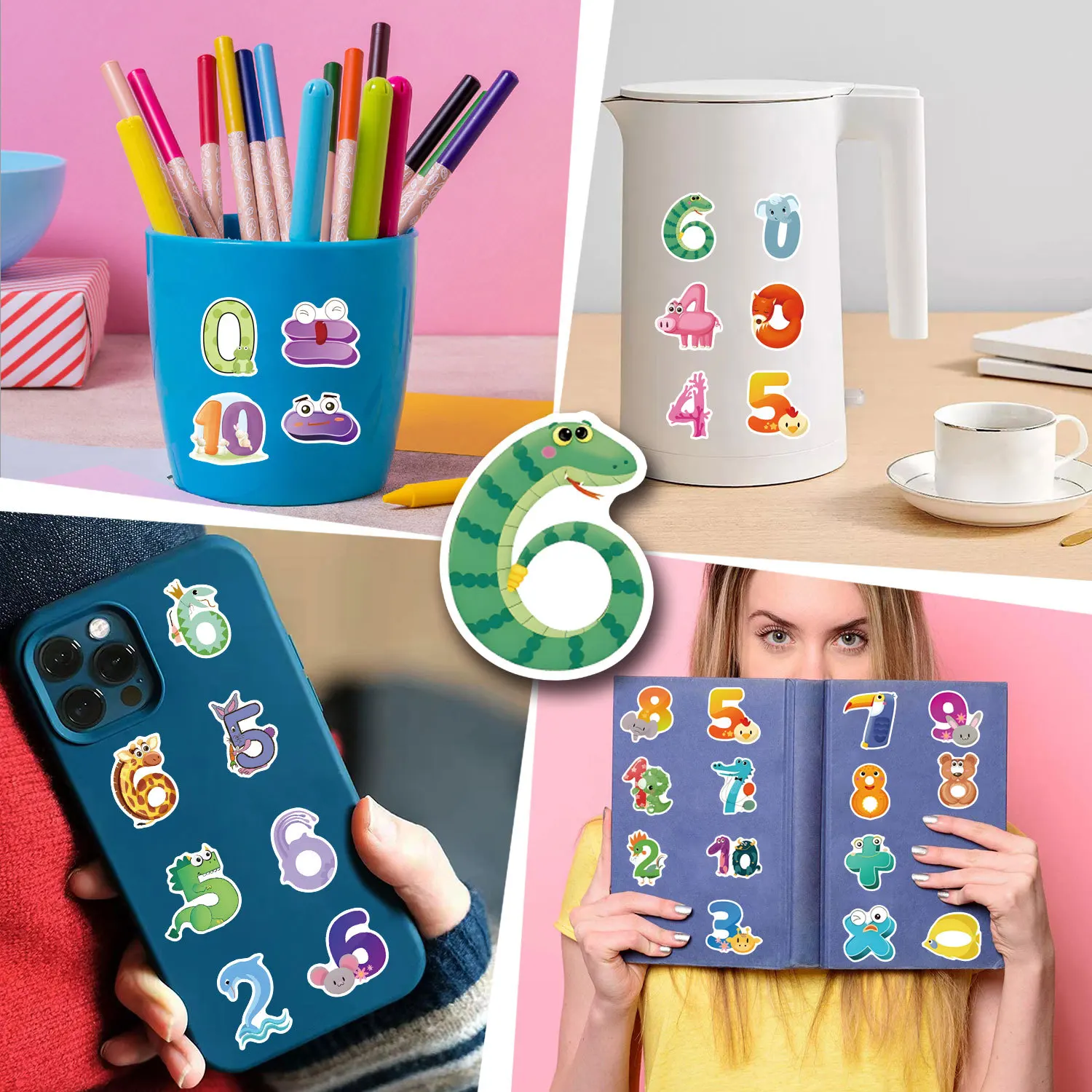 55PCS Lustige Tier Graffiti Aufkleber Kreative Zahlen Cartoon Dekoration DIY Kinder Spielzeug Laptop Gitarre Auto Fahrrad Skateboard Aufkleber