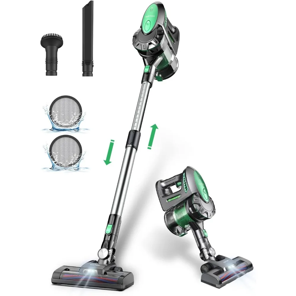 Cordless Vacuum Cleaner, Lightweight Stick Vacuum with 20Kpa Suction, Detachable Battery, Max 35mins Runtime