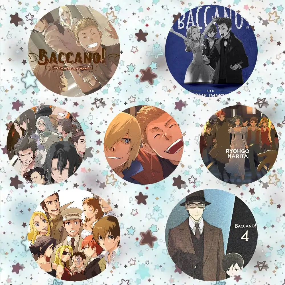 Anime B-BACCANO! Pins Redondos para Solapa, para Mochilas, Maletines, Broches Láser, Regalos para Ropa