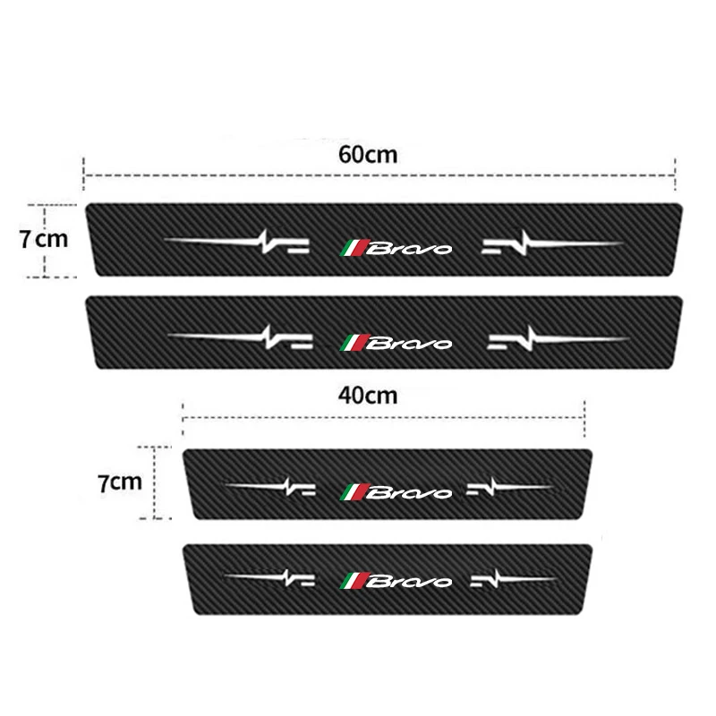 Carbon Fiber Car Door Edge Sill Protector Strip Sticker for FIAT Bravo 2023 2022 2021 2019 Rear Trunk Bumper Scratch Guard Cover