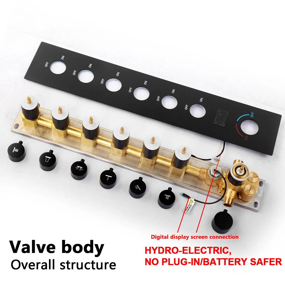 6 Functions Digital Display Hot Cold Shower Mixer Valve Concealed Brass Wall Recessed Shower Diverter Mixer Valve Body