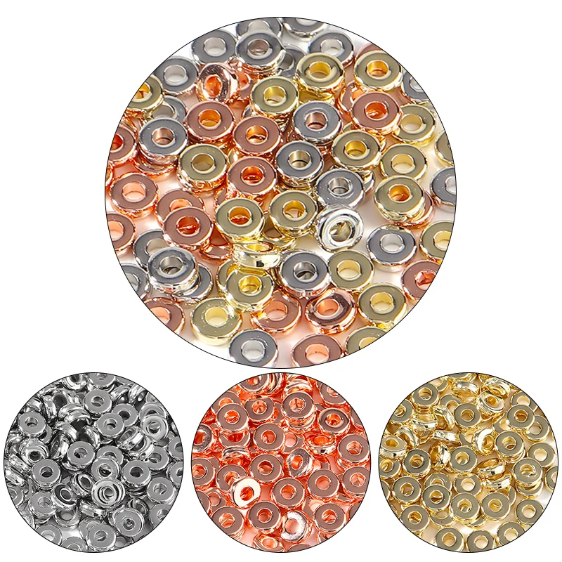 100pcs 6/8mm CCB Multiple Styles Spacer Beads Wheel Bead Flat Round Loose Beads For DIY Jewelry Making Supplies Accessories