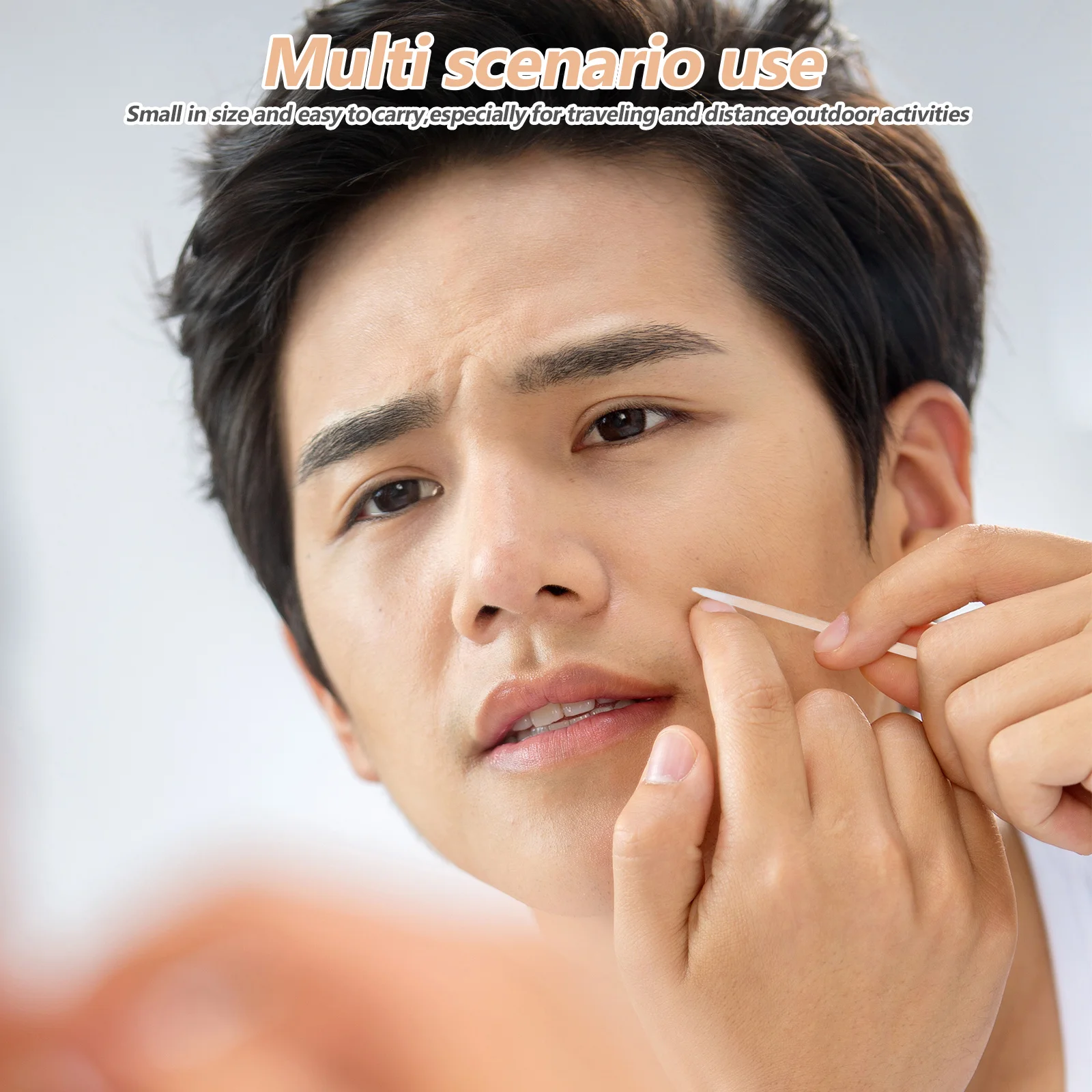 

300Pcs Small Size Cotton Swabs Strong Adsorption Sanitary Single-Use Makeup Tools Portable for Outdoor Travel Women Daily Care