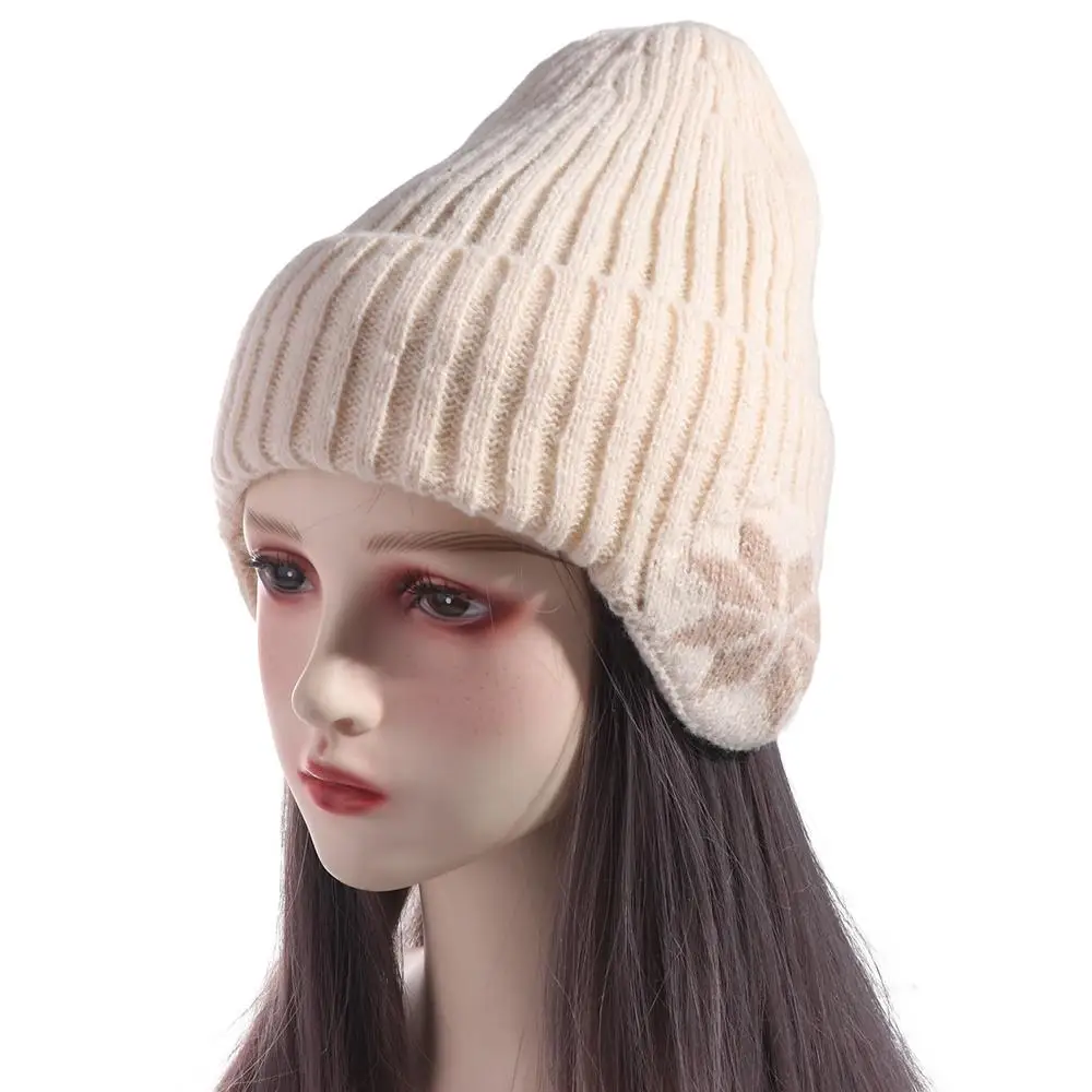 

Simple Solid Color Ear Protection Wool Caps Earflap Coldproof Knitted Benines Thickened Warm Knitted Skullies Streetwear