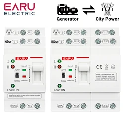Din Rail 2P 4P 63A AC 220V AC 110V ATS Dual Power Automatic Transfer Switch Electrical Selector Switches Uninterrupted Power