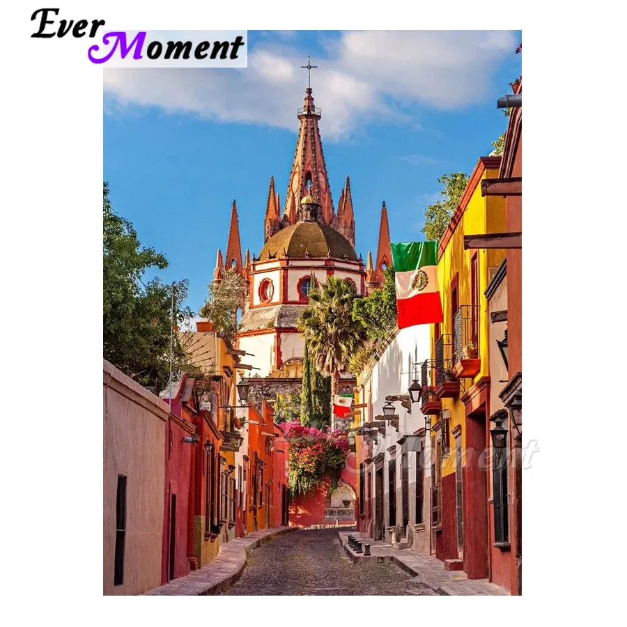 

Handmade Picture Of Rhinestone Building Cross Stitch Ever Moment Diamond Painting 5D DIY Mosaic Diamond Embroidery ASF1464