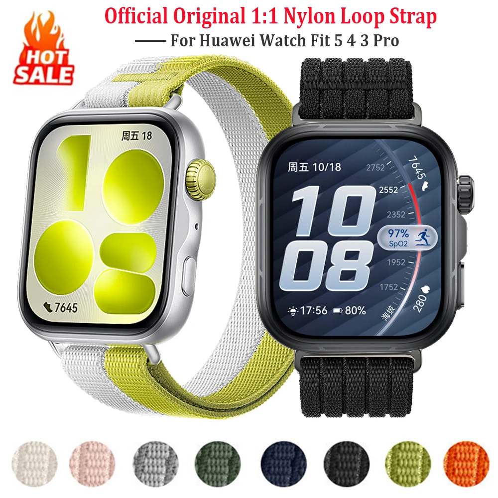 Pulseira de nylon original 1:1 para huawei watch fit 5-4-3, faixas respiráveis ​​amigáveis ​​à pele para huawei watch fit 5 4 pro, acessórios