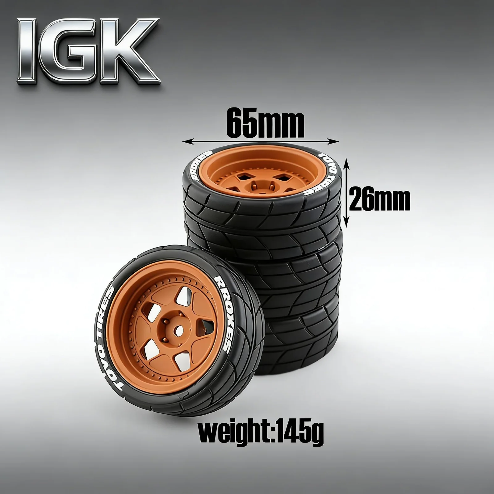 4PCS 1/10 Classic Drift & Rally Tires - for HPI Ken Block 1965 Ford Mustang RC On-Road Touring Car view 3
