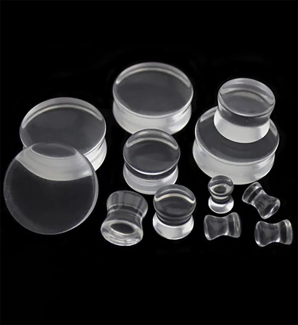 1PAIR Acrylic Transparent Color Solid Ear Plugs Earring Ear Tunnels Gauges Cartilage Ear Lobe Body Piercing Jewelry 6mm-25mm