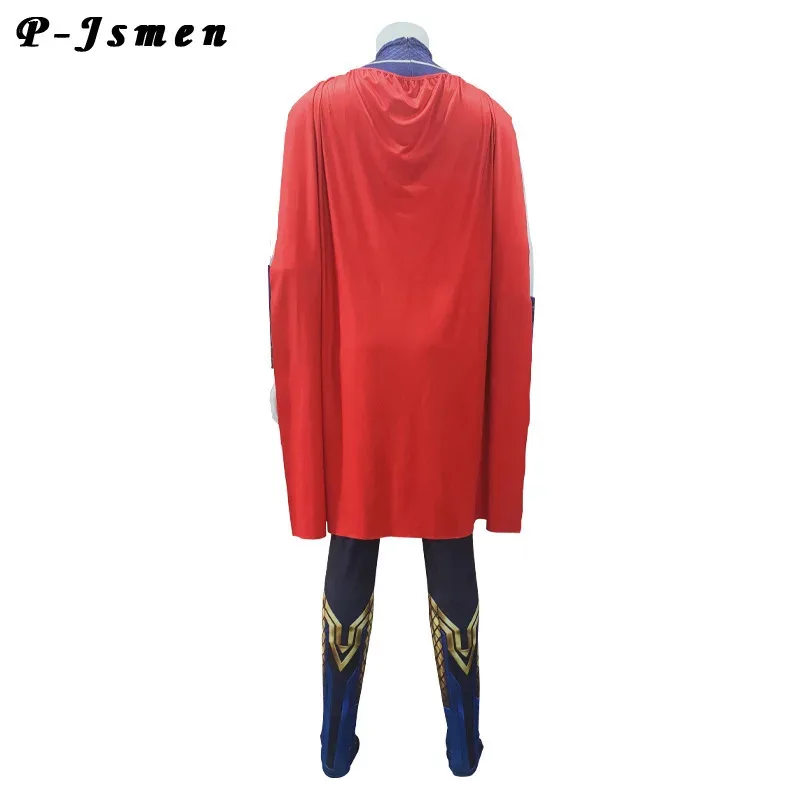 CyP-Jsmen 토르 러브 앤 썬더 코스프레 의상 TV&영화 슈퍼히어로 슈트 할로윈 펠트 소매 코스튬 망토 포함 어린이 및 성인용